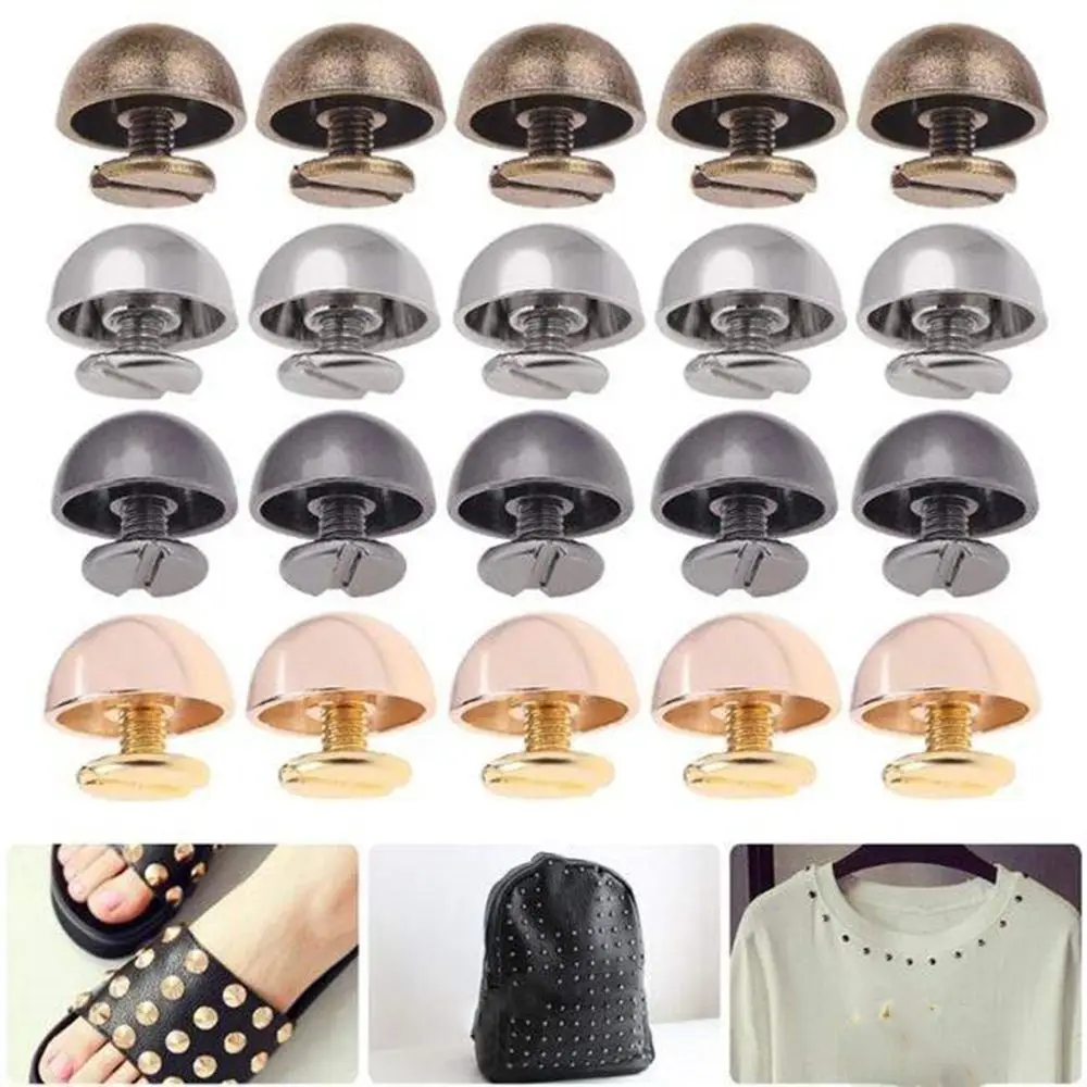 8/10/12/16/20mm Punk Cloth Button Clothes/Bag/Shoes Metal Nail Solid Nail Bolt Strap Rivets Mushroom Dome Round Head Screws