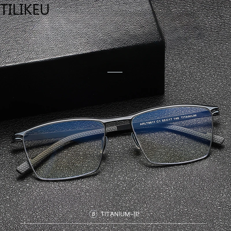 New Pure Titanium Eyeglass Frame Simple Trendy Ultra Light Business Half Frame Can Be Equipped with Myopia Lenses Men's Glasses