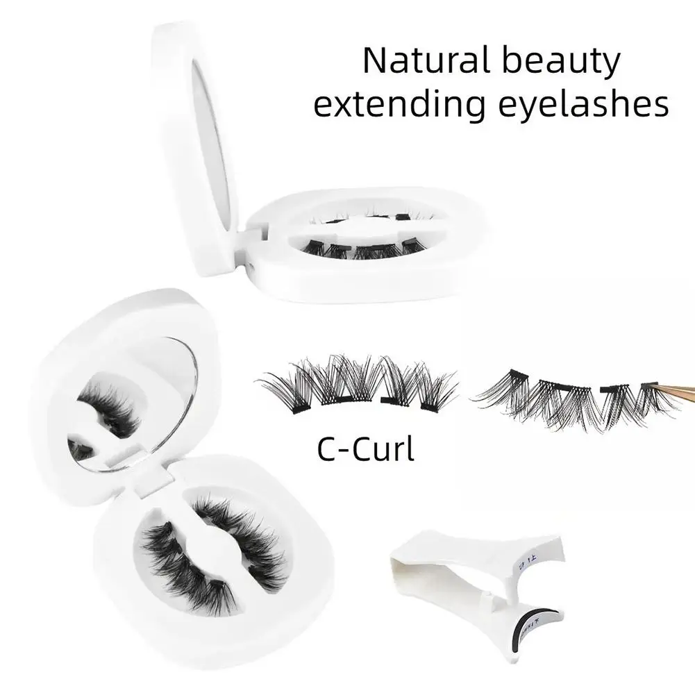 1 Pair Magnetic Eyelashes Reusable No Glue Needed False Eyelashes with Magnetic Tweezers Curly Faux Lashes Makeup