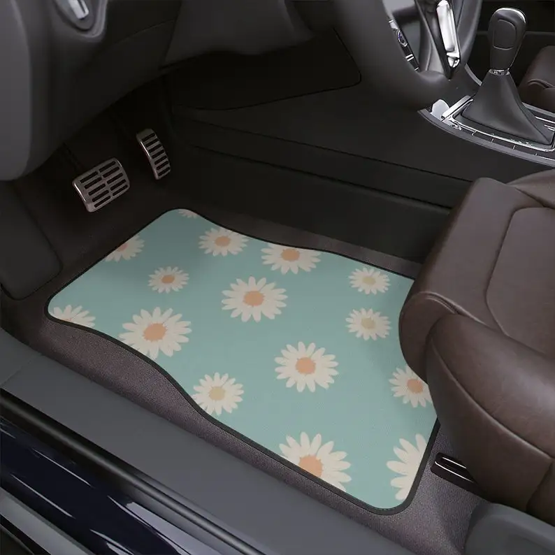

Green Boho Car Floor Mats, Aesthetic Daisy Floral Car Floor Mats,Y2K Retro Car Accessories,Cute Car Decor for women,Gift for dri