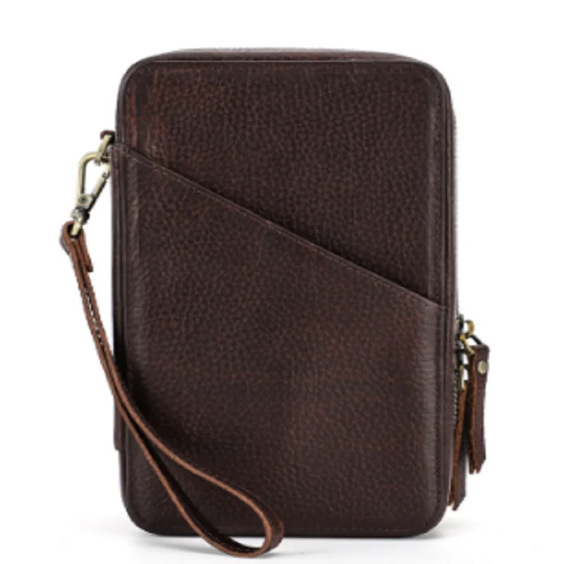 New Genuine Leather Bag Retro Clutch Men's Ladies' Handbags Vintage Personalized Gift Photocard Holder Coin Purse Pouch Pochette