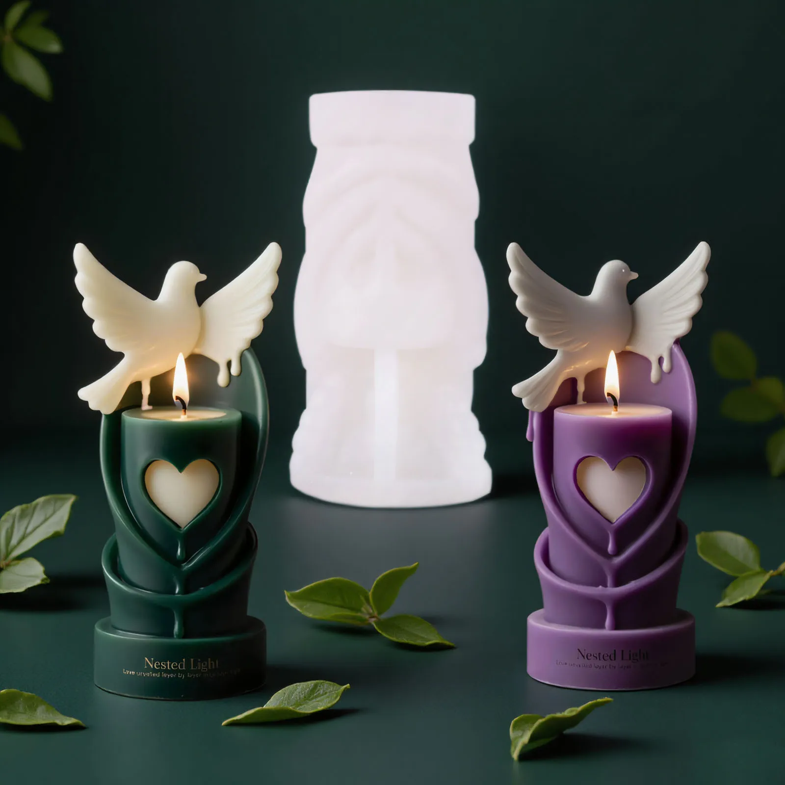 

Diy Fondant Cake Baking Mold Dove of Peace Valentine's Day Scented Candle Diffuser Stone Decoration Silicone Mold
