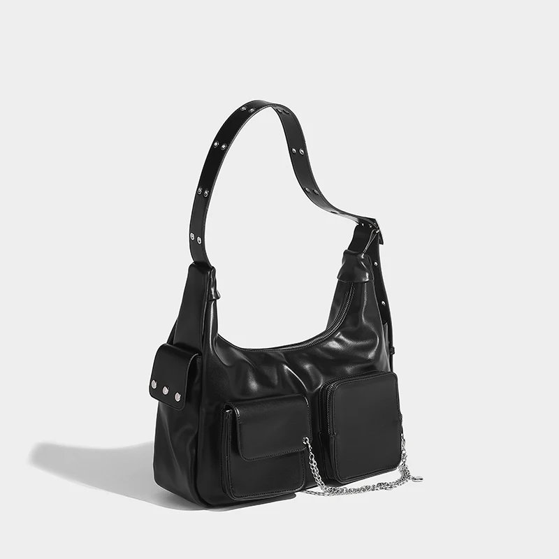 Casual Eenvoudige Boodschappentas Reistas Luxe Tas Winkelcentrum Aanbeveling Multi-Pocket Ketting Versierde Motortas Grote Capaciteit