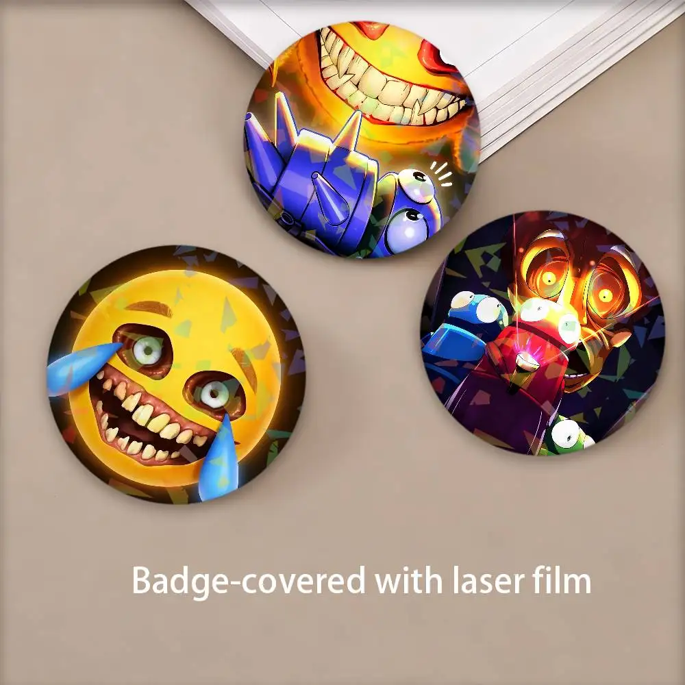 R.E.P.O. Horror Game Round Badge Lapel Pins for Backpacks Briefcase Laser Brooch Clothes Gifts