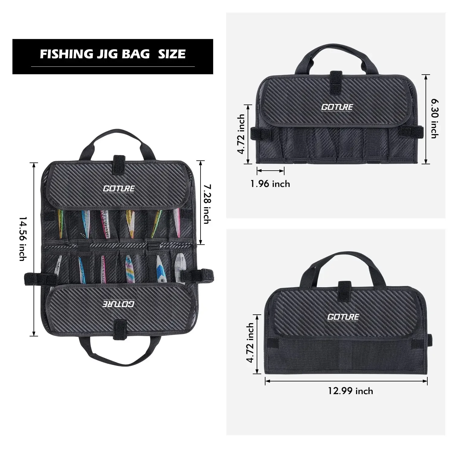 Goture Bolsa de pesca impermeable – Organizador de fibra de carbono - imagen 3
