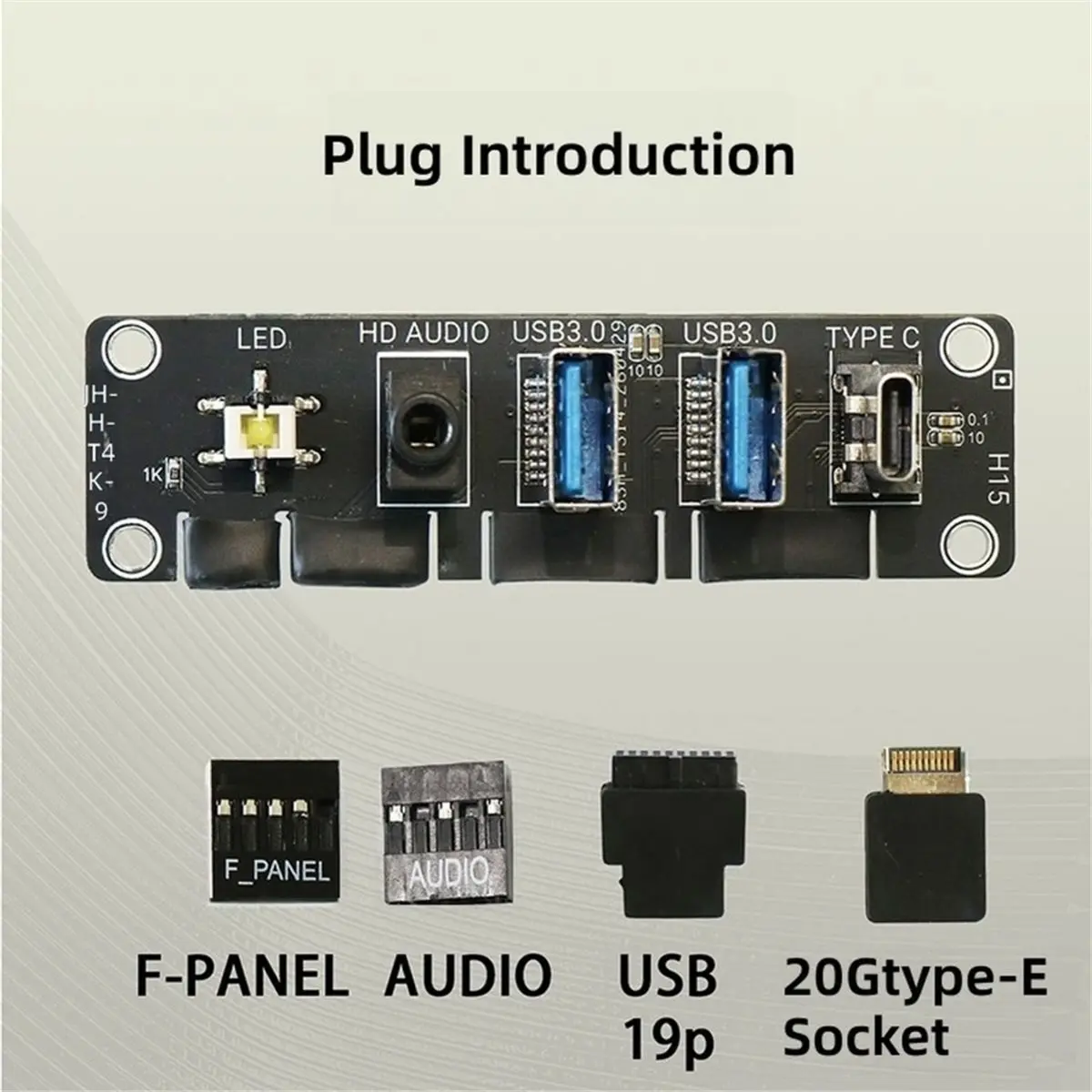 USB Chassis Motherboard Expansion IO Ports Dual USB 3.0 USB A 5G TYPE C 20Gbps AUDIO Switch Front Panel Adapter Cable