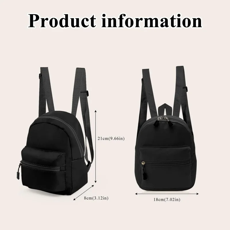 , Mochilas de nailon para mujer, bolso tipo mochila con correa para el hombro desmontable, mini bolso tipo mochila para viajes (negro)