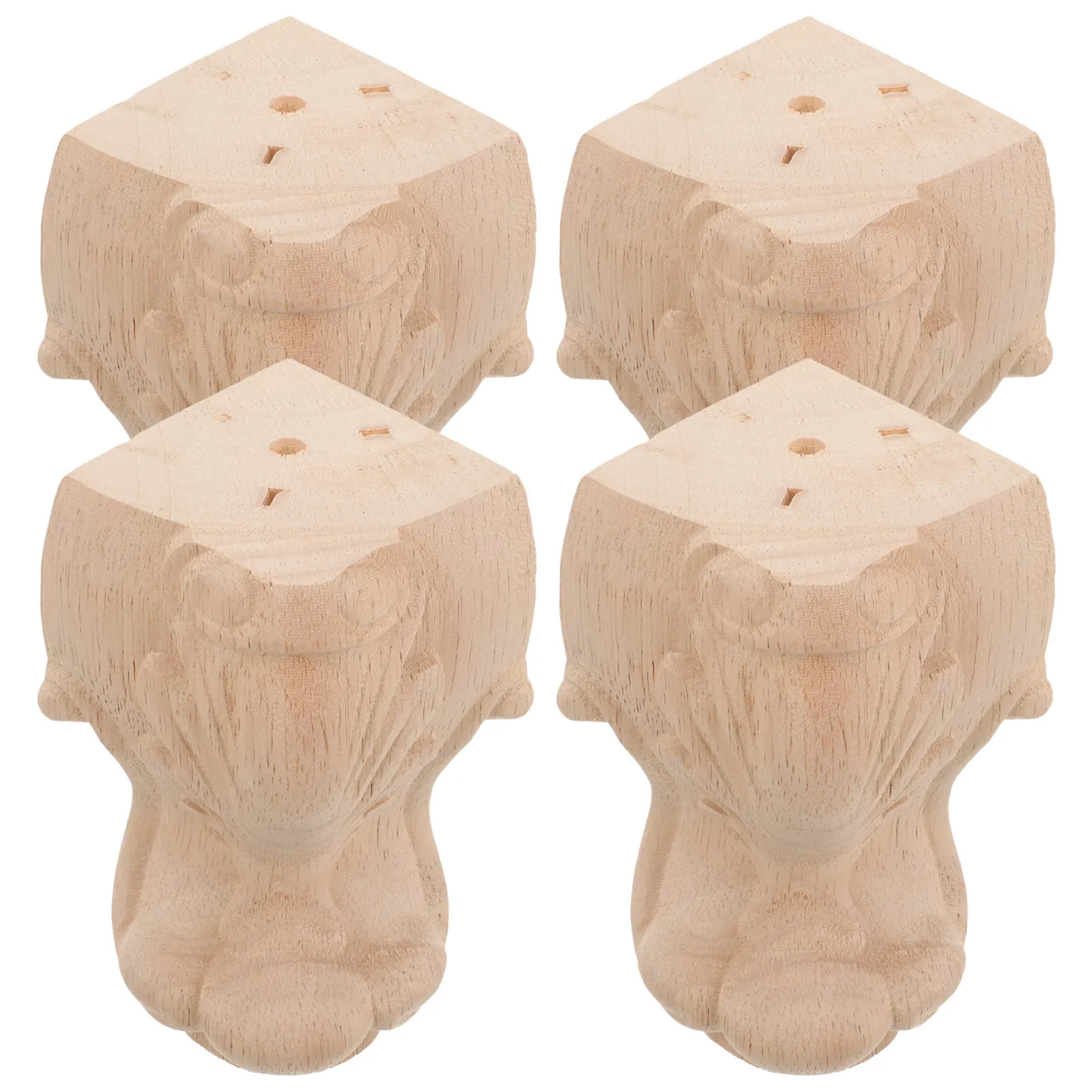 4Pcs High Quality Solid Wood Furniture Legs European Style Carved Detail Easy Install Replacement Legs for Table Chair Sofa