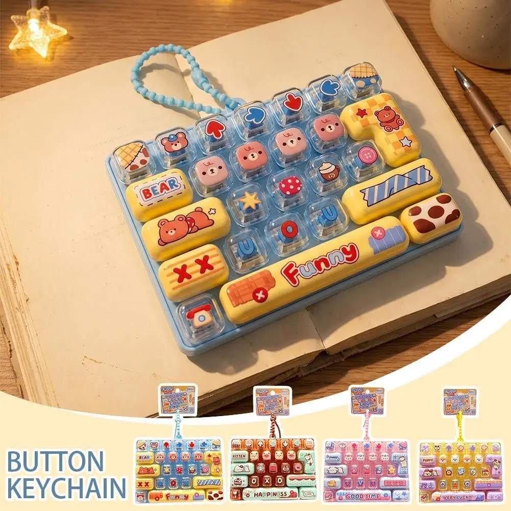 26Grid Keycap Clicker Anti Stress Fidget Keyboard Keychain Decompression Button Cartoon Hand Relax Party Favor Gift