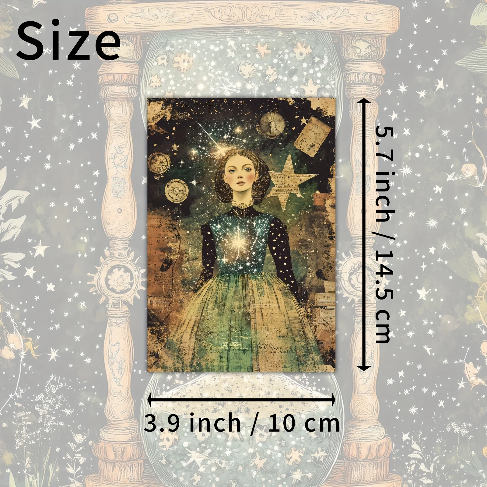 20PCS Retro Surrealing Night Sky Postcards - Retro Victorian Astronomy Design, Suitable for Scrapbooks