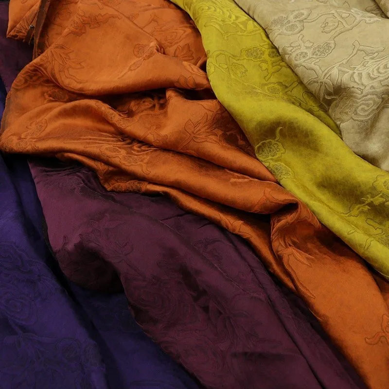 Plain satin turtle-patterned gauze silk jacquard fabric ramie