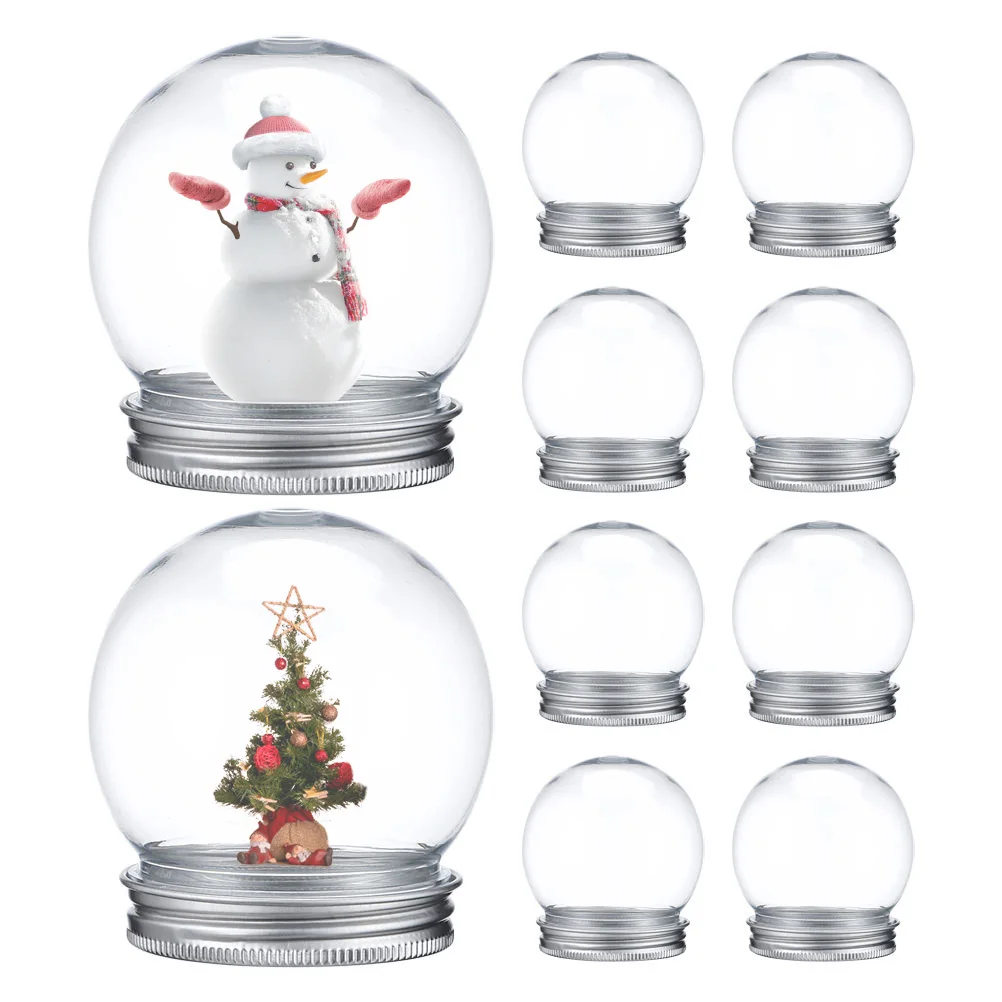 

10Pcs Clear Plastic Snow Globes DIY Kit with Screw Cap for Holiday Decorations and Candy Storage Plastic Snow Globe Jars