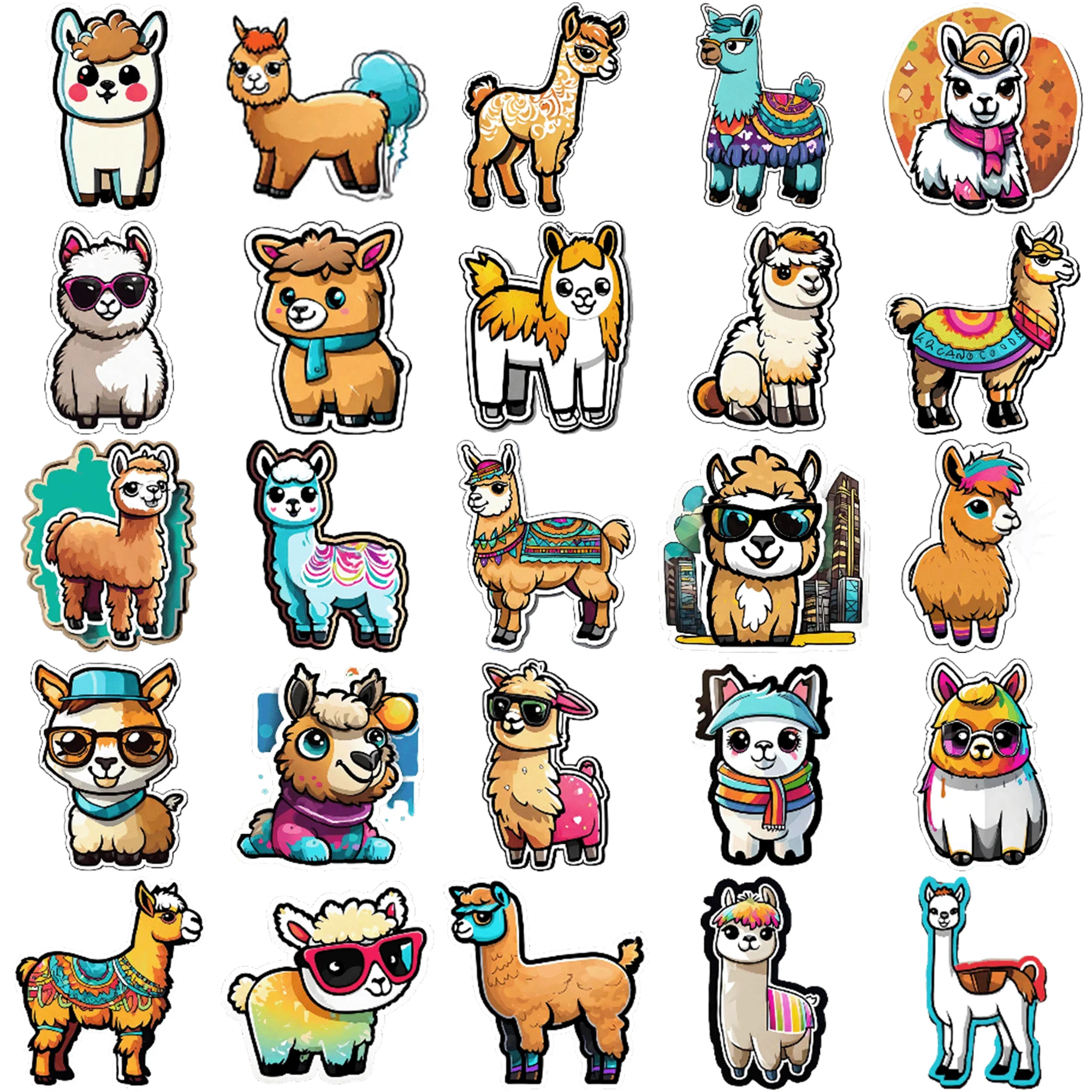 สติกเกอร์การ์ตูน alpaca กราฟฟิตี้ 50 ชิ้น แสดงบุคลิกภาพของคุณด้วยสติกเกอร์การ์ตูน Alpaca Graffiti 50 ชิ้น