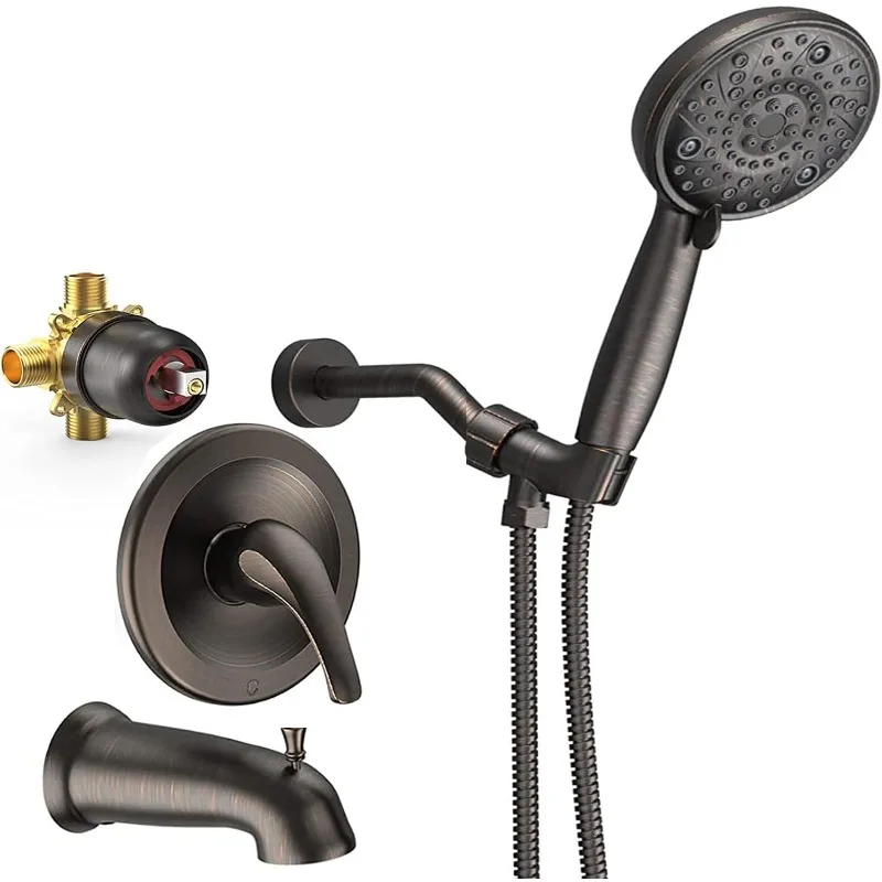 Set with Tub Spout, 2 in 1 Bathtub Faucet Set with 8 Modes Shower Head, Single-Handle Tub Faucet Set, Sho