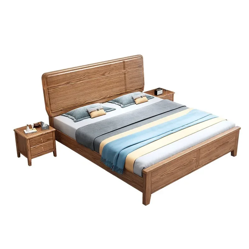 

ash wood solid wood bed, master bedroom, large bed modern simple 1.5 meters, high box storage