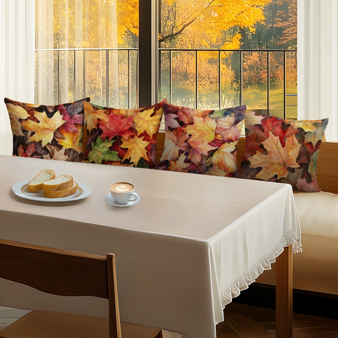 Rustic Style Maple Leaf Pillowcase Printed Polyester 40/45/50cm Throw Pillowcover Decor Sofa Cushion Pillowslip Home Decor