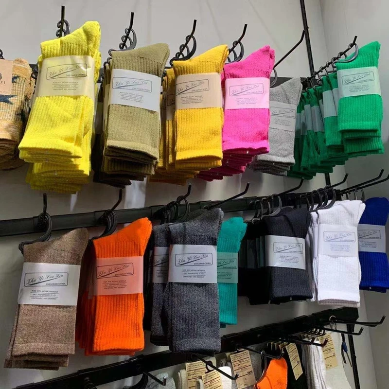 

Candy Colored High Tube Socks Breathable Sweat Absorbent Pure Cotton Men's Long Tube Socks Retro Japanese Style Workwear Socks