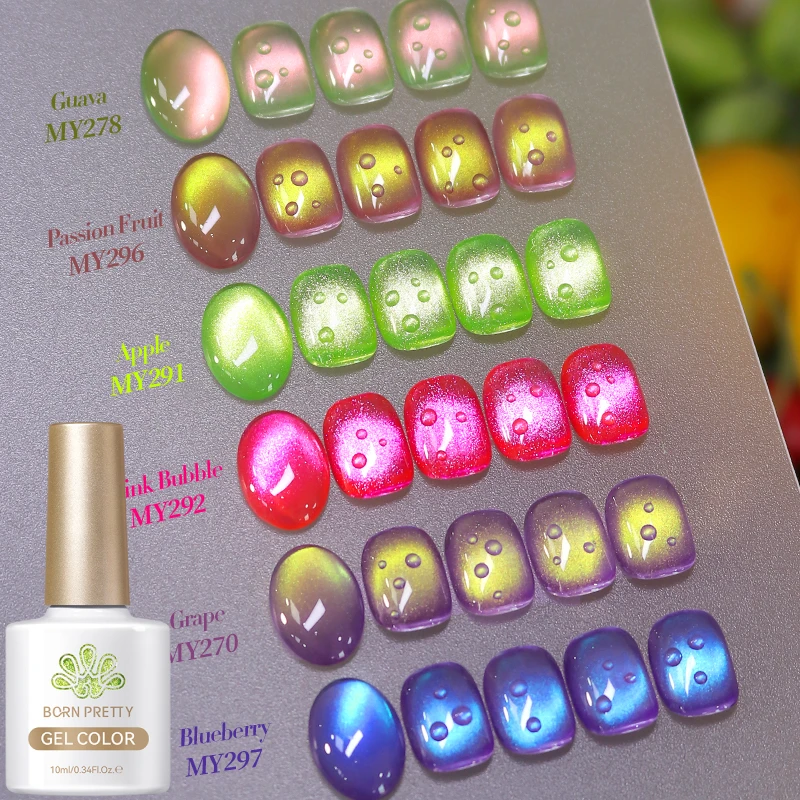 

BORN PRETTY 10ml Summer Fruit Colored Gel Nail Polish Guava Grape Purple Honey Trap Cat Magnetic Varnish Soak Off UV Nail Salon