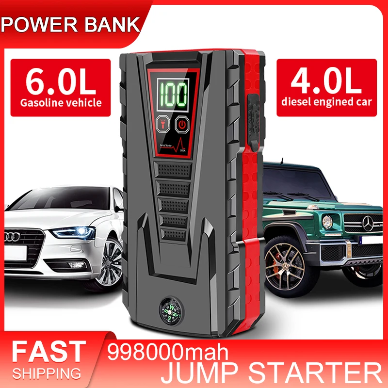 12V Car Jump Starter 99800mAh Output Portable Emergency Start-up Charger Petrol Car Power Bank Booster Battery Starting Device