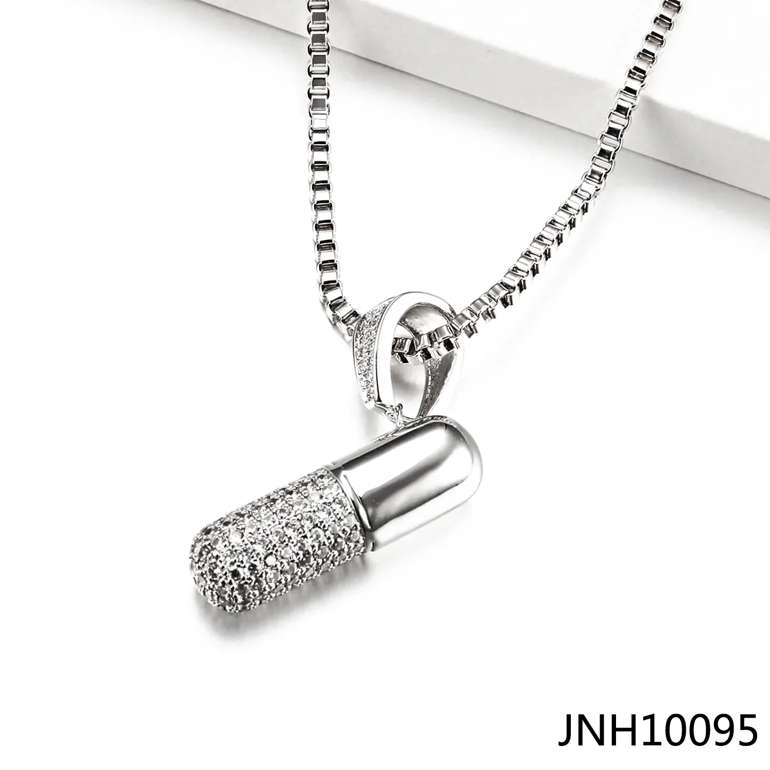 Cz Diamond Pendant Pill Hip Hop Necklace Fashion Full Diamond Zircon Men's and Women's Gold Plated Jewelry