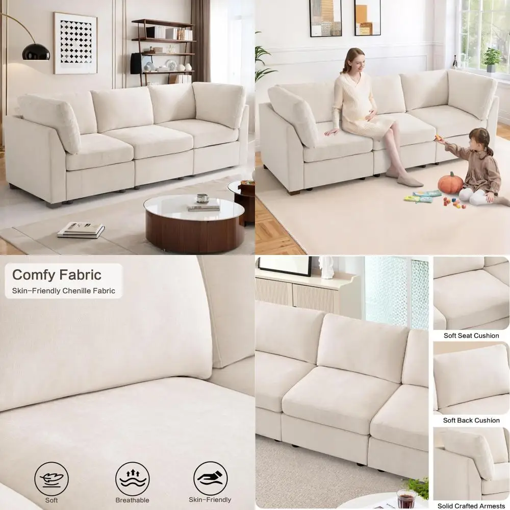 

Большой L-образный современный тканевый секционный диван с двусторонним шезлонгом и модульным дизайном