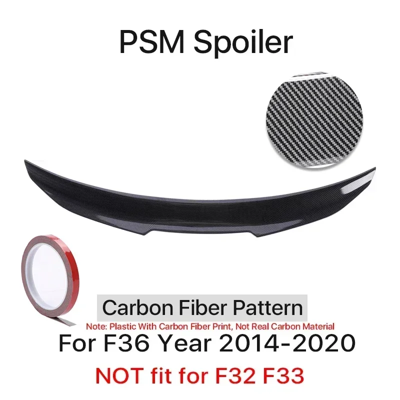 Kofferbak Spoiler Bumper Lip Voor BMW 4-serie F32 F33 F36 Koolstofvezel PSM M4 MP Stijl Vleugel Staart Kit 2014-2020 Glanzend Zwart
