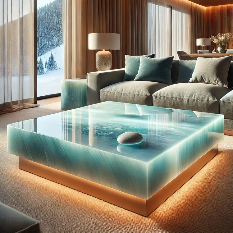 

Colored natural stone coffee table Living room furniture Space saving items Storage center table