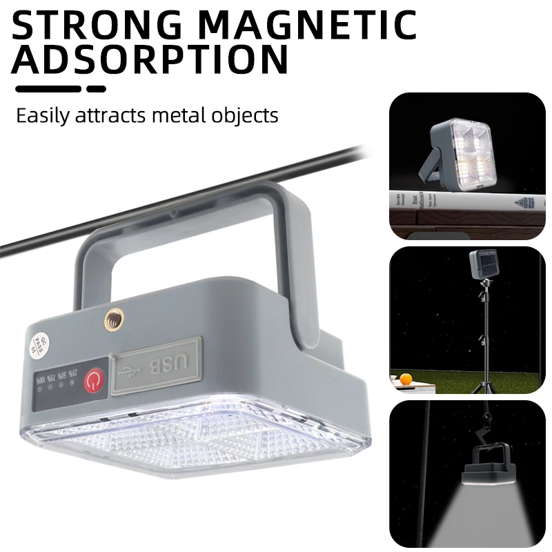 Lampadaire solaire LED Rechargeable, projecteur d'extérieur, type-c, USB, lanterne suspendue d'urgence pour Camping, lumière solaire externe