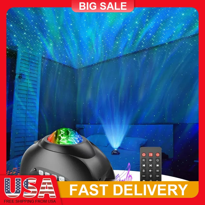 

Galaxy Projector with Bluetooth Speaker White Noise Timer Remote Control Aurora Night Light for Bedroom Kids Room Decor Gift