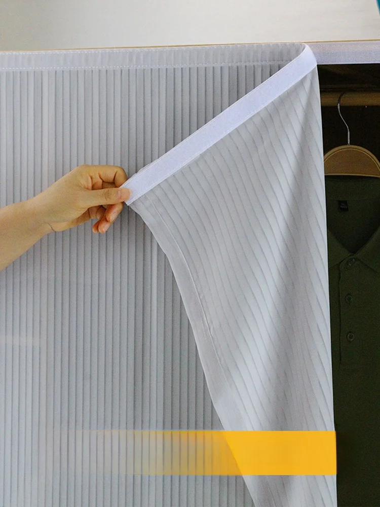 Magic Stick Dustproof Cabinet Door Curtain Home Wardrobe Closet Shelf Bookcase Utility Conceal Cloth Curtain Panel