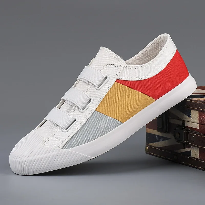 Fashion Men\'s Canvas Sneakers Casual Shoes Breathable Flat Buckle Loafers Shoes Summer Autumn Mens Designer Men Board Shoes