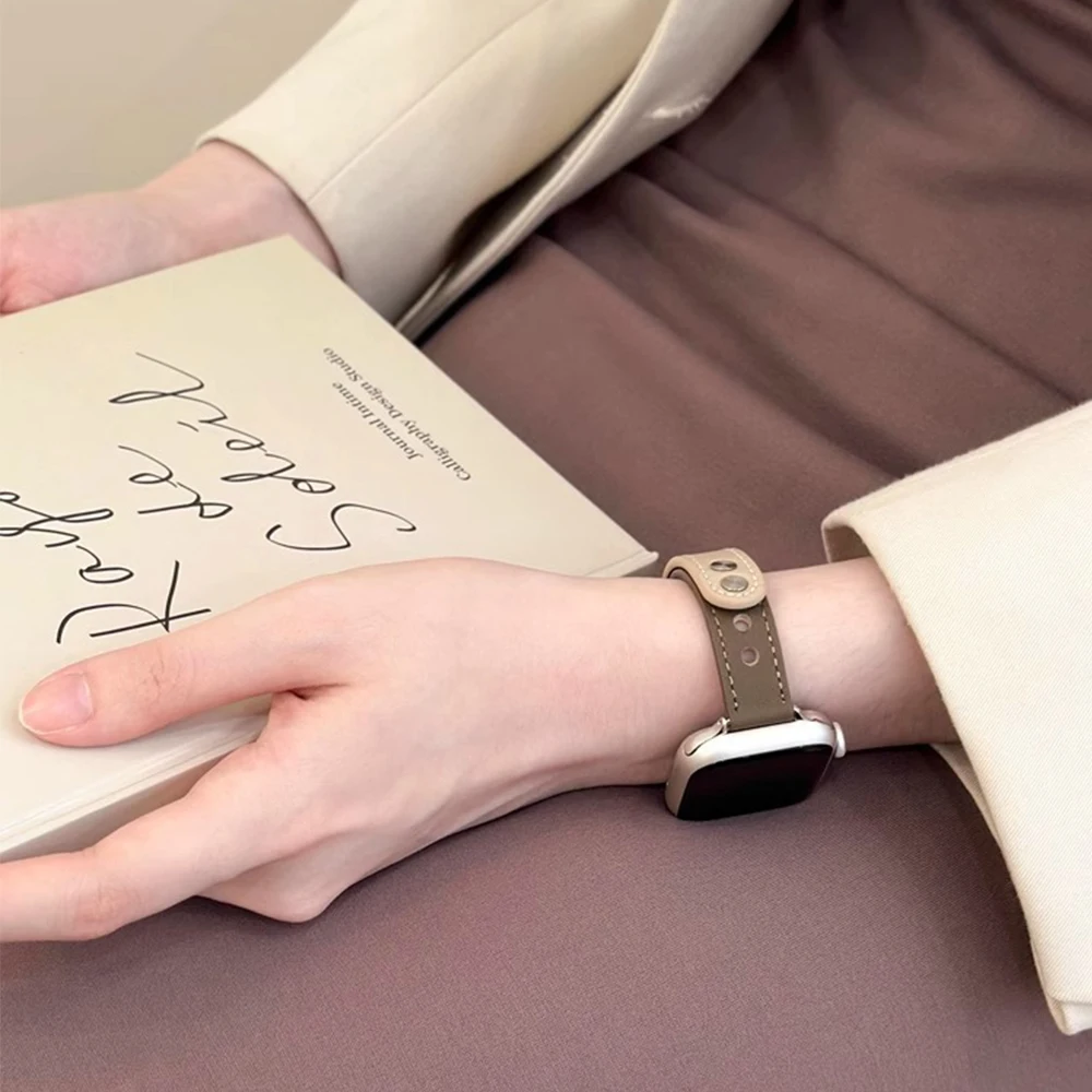 سوار من الجلد لساعة أبل ، سوار لسلسلة iWatch 9 ، SE ، Ultra 8 ، 7 ، 6 ، 5 ، 4 ، 3 ، 44 ، 45 ، 41 ، 40 49 ، 42 ، 38 ، جديد ،