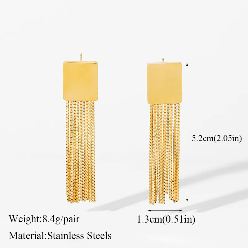 GANPUP 316L Edelstahl Gold Farbe Quaste Lange Anhänger Ohrringe Frauen Täglichen Verschleiß Chic Mode Ohr Baumeln Wasserdicht Schmuck – Detail 13