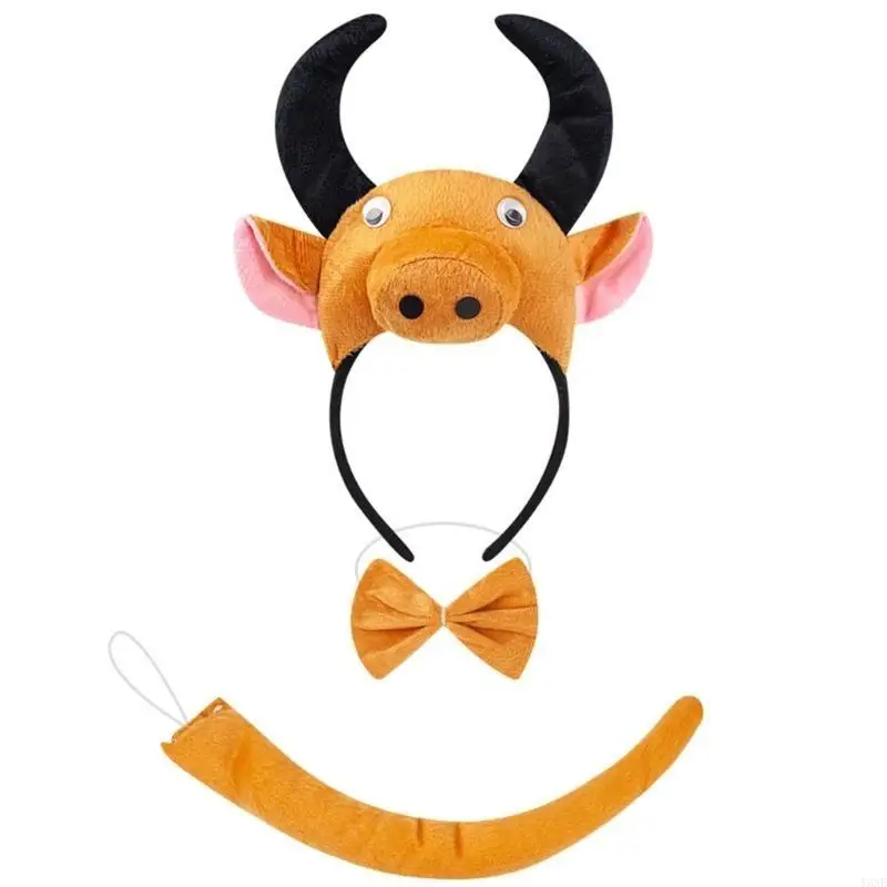 Y3NE Chuột/Lợn/Bò/Khỉ/Cừu/Tygers Đầu Đuôi Bowtie Đuôi Halloween Động Vật Trang Phục Hóa Trang phụ Kiện Dành Cho Trẻ