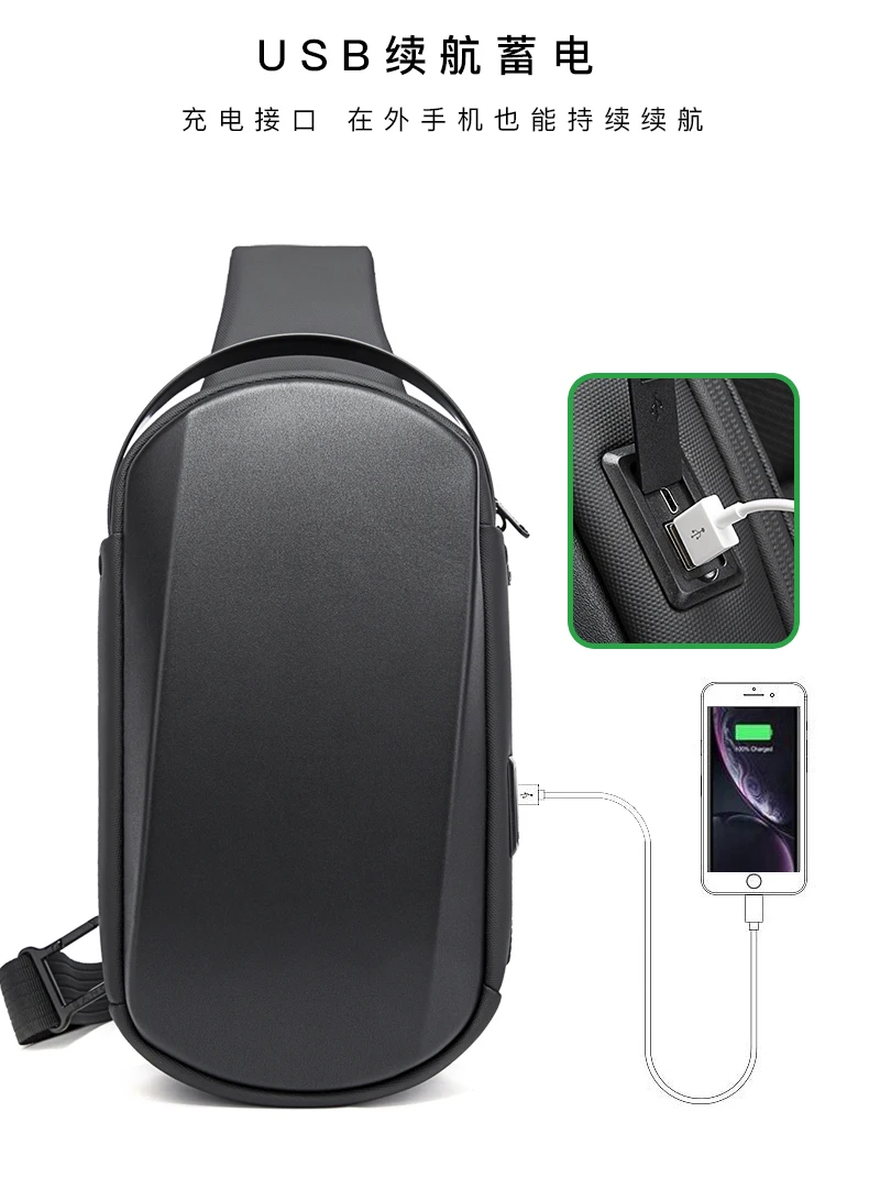 Sacs à bandoulière avec chargeur USB pour hommes, sac de poitrine antivol, sac de messager pour l\'école, court voyage, été, nouvelle arrivée, mâle