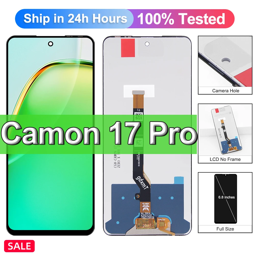 

Camon 17 Pro для Tecno Camon 17 Pro CG8 CG8h ЖК-дисплей с цифровым преобразователем сенсорного экрана в сборе, сменный дисплей Camon 17 Pro