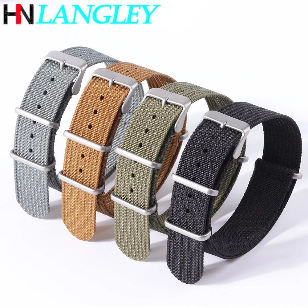 18mm 20mm 22mm Nylon Strap para Seiko Militar Braid Homens Com nervuras Pulseira Esporte para Huawei Gt2/3 para Samsung Galaxy Watch 3/4 Banda