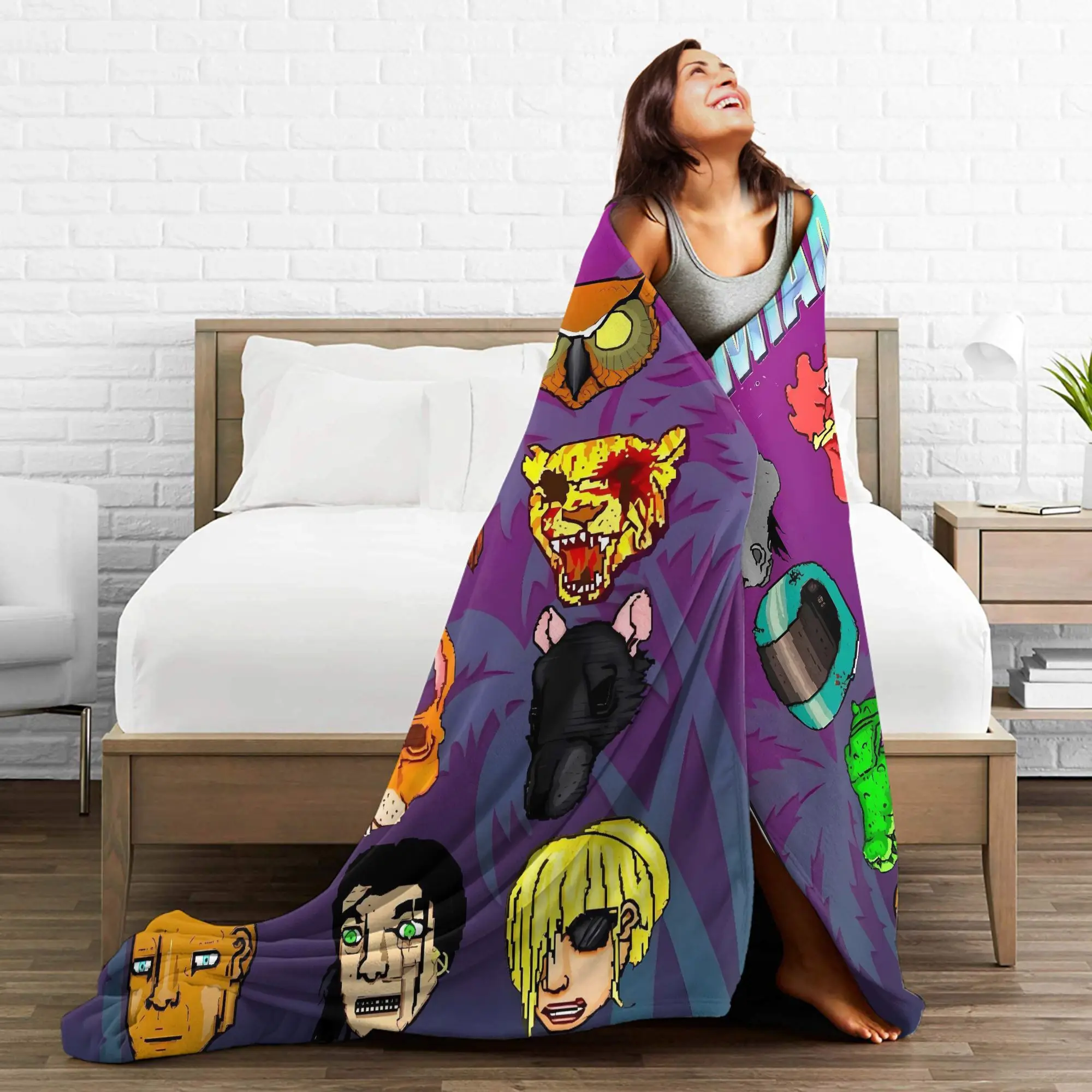 الخط الساخن ميامي لعبة بطانية جودة لينة رمي بطانية الشتاء الزخرفية الأريكة السرير الجدة المفرش #4