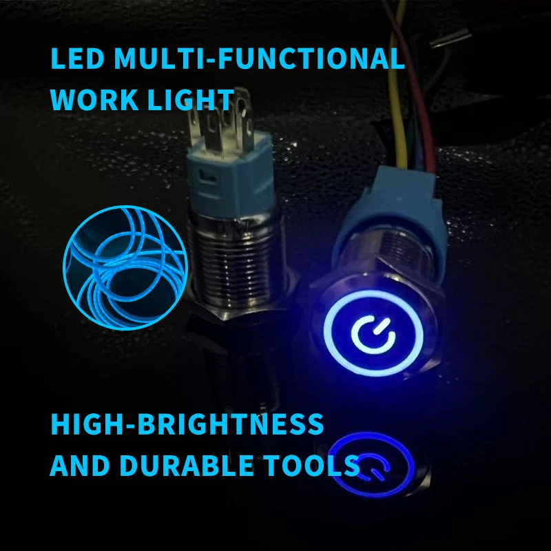 

16/19/22mm Metal Push Button Switch IP65 Waterproof with LED 12-24V & 220V Power Switch for Industrial Machinery Control Boxes