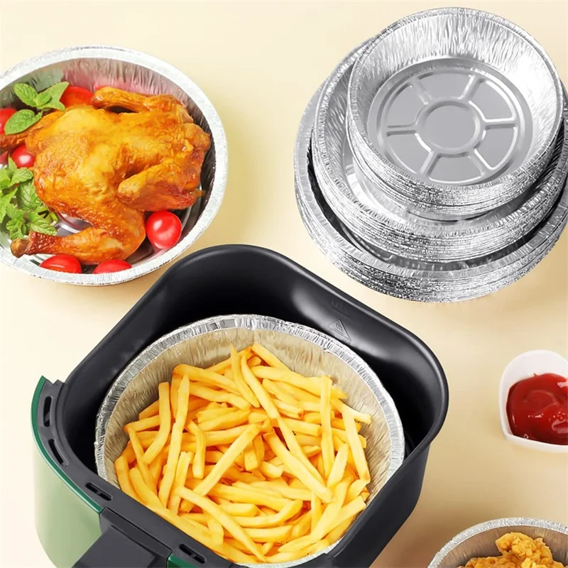 20 Pcs/6/7/9 Inch Disposable Aluminum Foil Plate Circular Tin Foil Pie Plate For Air Fryer Baking Cooking Storage Baking Tools