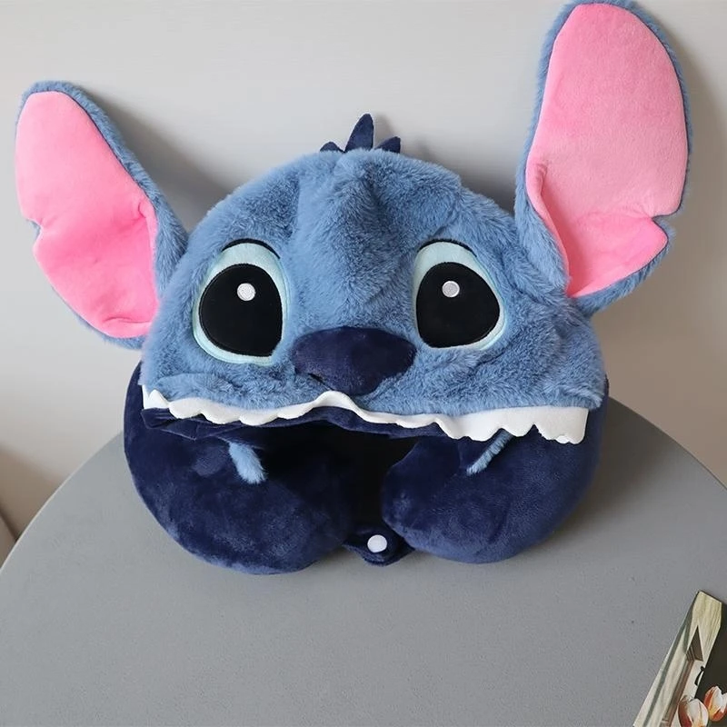 Anime Stitch Alien Neck Pillow, Confortável, Ponto, Escritório, Sesta, Desenhos Animados, Portátil, Com Capuz, Em Forma de U, Presentes para Adulto