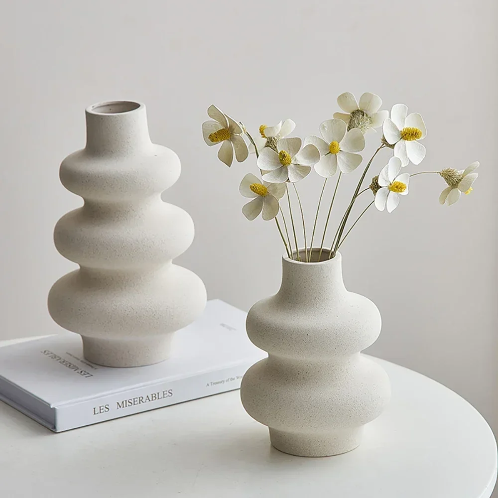 Nordic Style Ceramic Vase Decoration White Vase Modern Home Decoration Flower Pot Vase Decoration Home Living Room Decoration