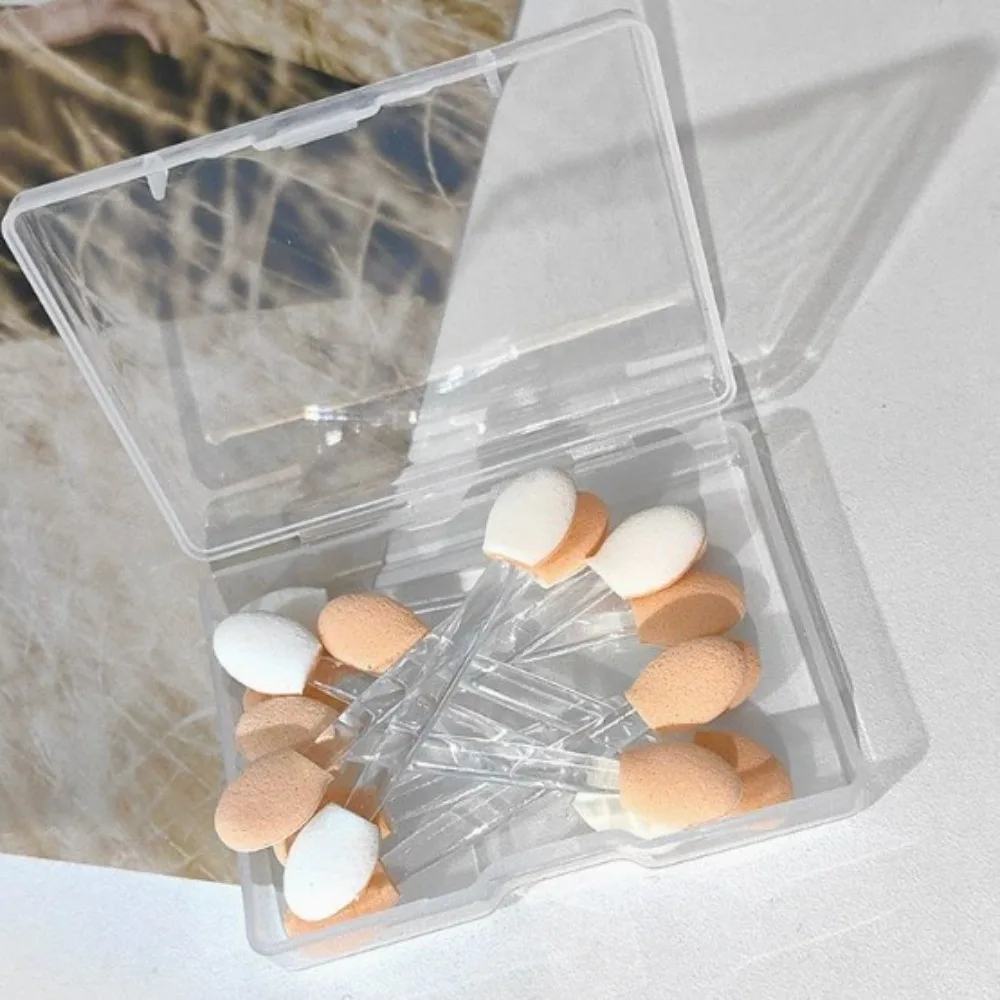 10pcs New Double Sided Eyeshadow Stick Brush Multicolors with Storage Box Disposable Eyeshadow Brush Portable Beauty Kit Brush