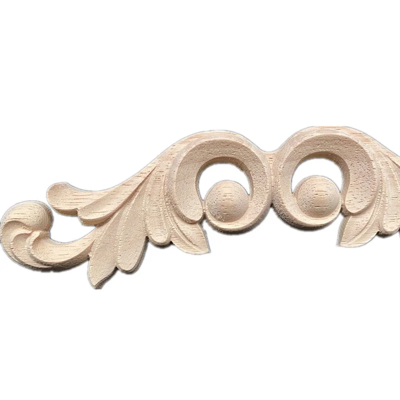 2PCS 20cm Woodcarving Decal Wood Carved Wooden Crafts Corner Appliques Frame Wall Door Furniture Accessories Decorative