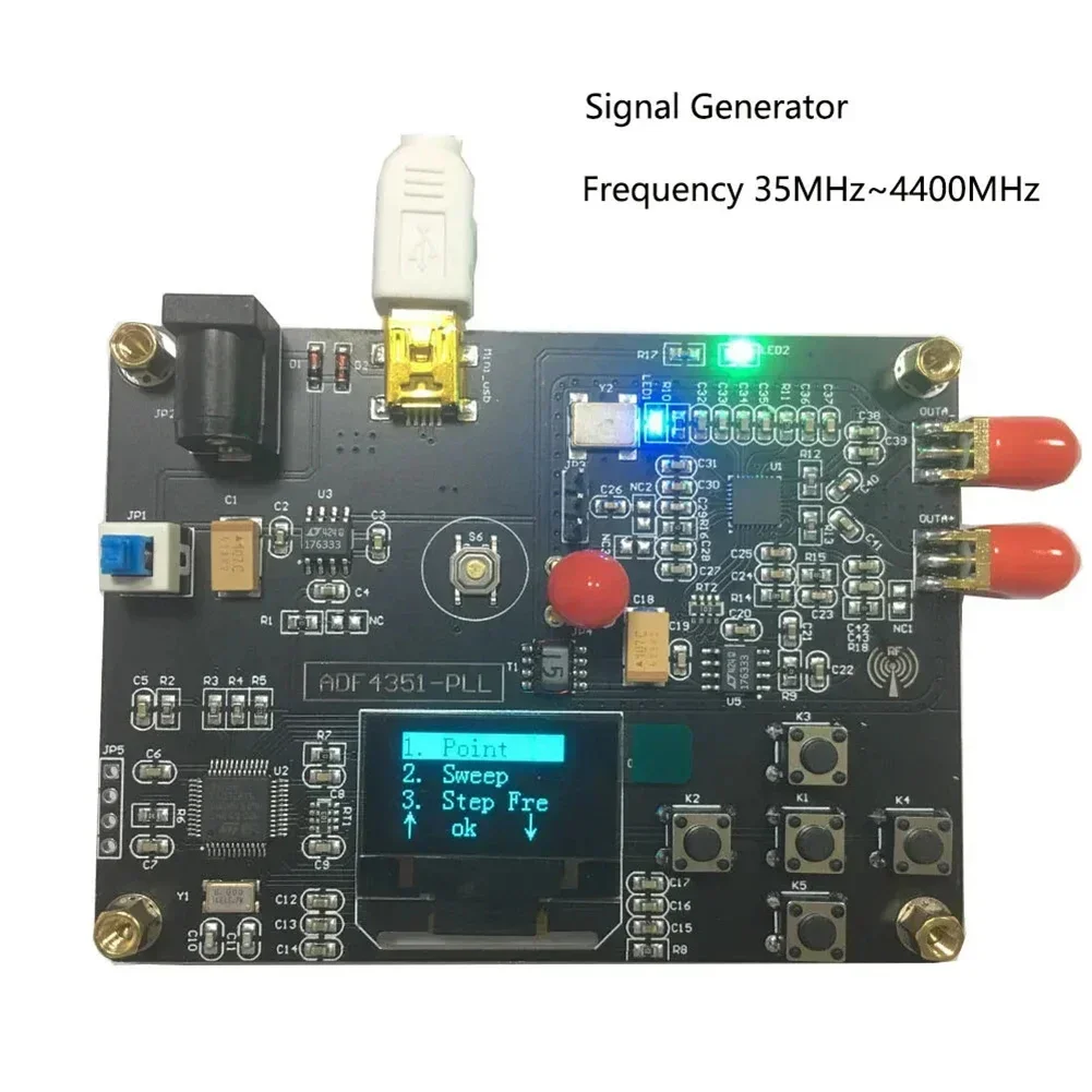 1pcs Signal Generator Data Cable Connector 35MHz-4400MHz RF Signal Generator ADF4351 Sweep Frequency Generator PLL + OLED