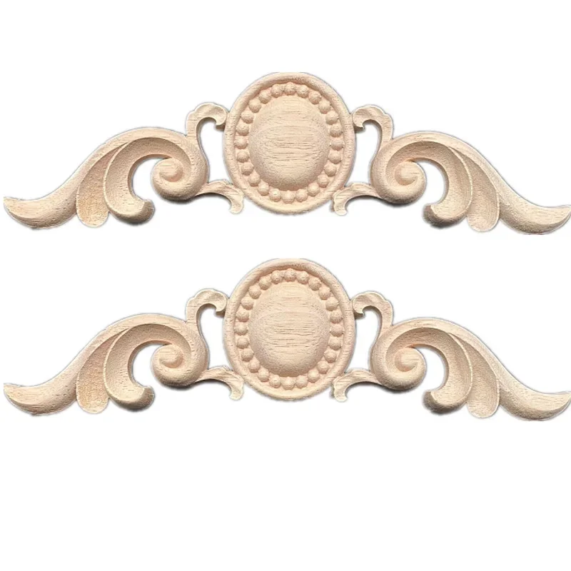 2PCS 26-33cm Wood Carved Appliques Corner Onlay Furniture Decal Wall Vintage Decor Door Headboard Dresser Cabinet Bed Stairs