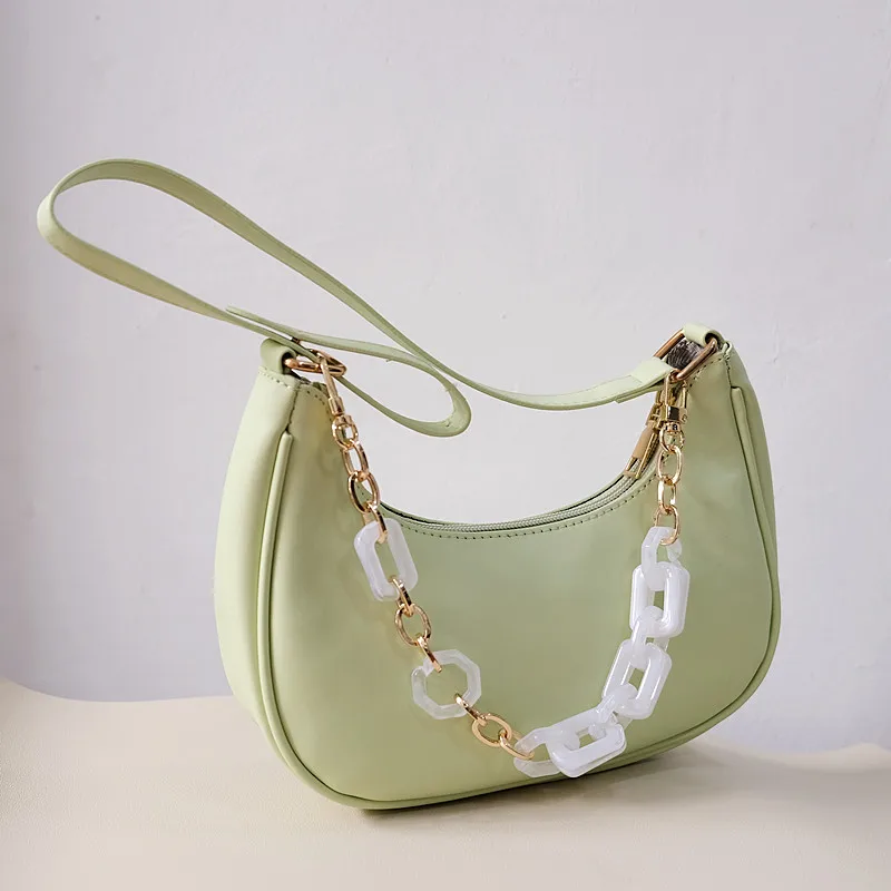 Nuevo accesorio para bolso de mujer, pulsera artesanal de resina acrílica, color blanco y Beige, cadena de repuesto para bolso