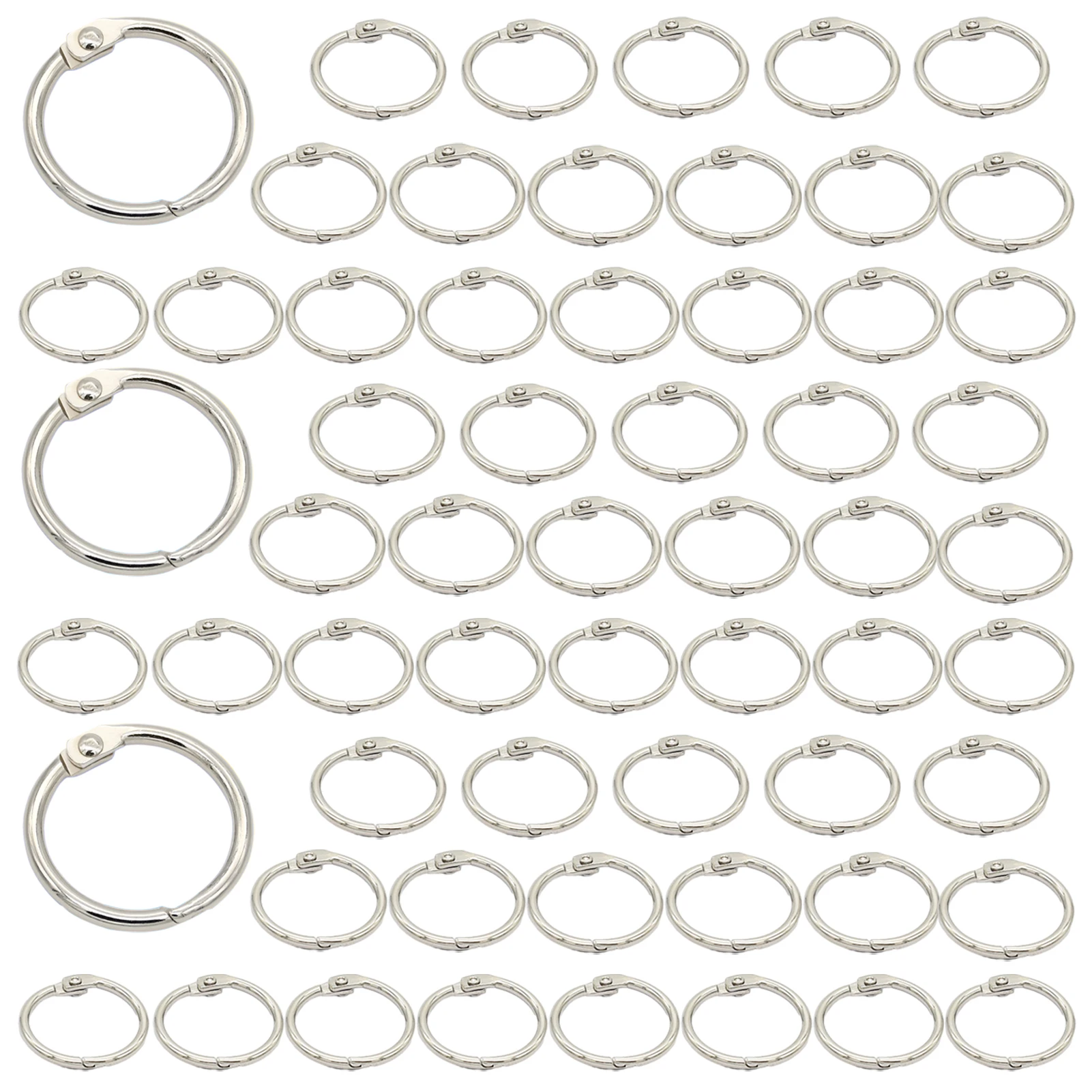 60pcs Round Circle 3 Sizes DIY Craft Book Reusable Flexible Scrapbook Loose Leaf School Office Binder Ring Notebook Cards