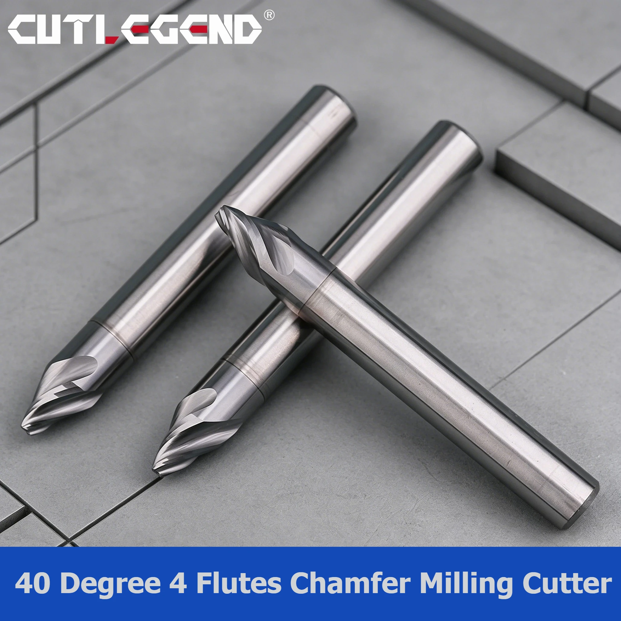 CUTLEGEND Carbide Chamfering Milling Cutter 4 6 8 10 12 Spiral Groove 40° Degree 4 Flute Corner Countersink Chamfering For Steel