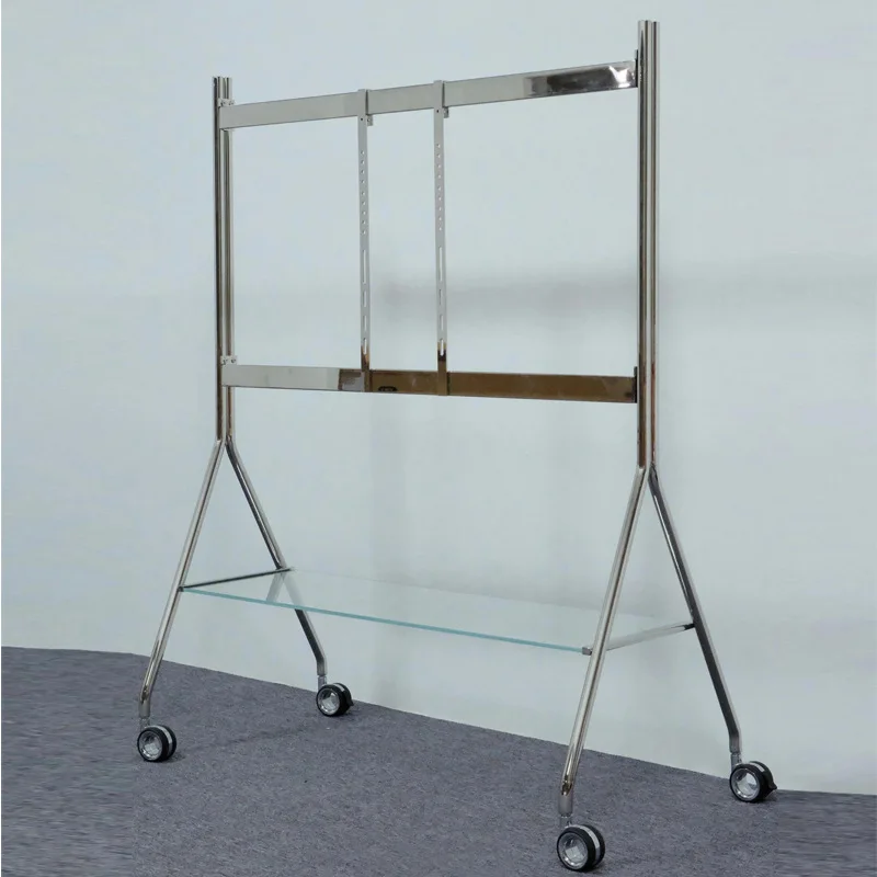 Living Room Home Monitor TV Mobile Bracket Metal Wheeled Universal Floor Hanger Home Storage Glass